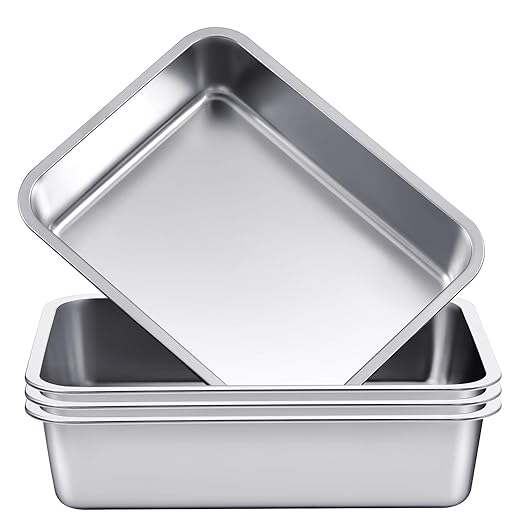 3 Pack Stainless Steel Commercial Bus Tubs Food Grade Meat Processing Tubs Lug Wash Basin Tote Box for Dishwashing Kitchen Restaurant Utility (13 L)