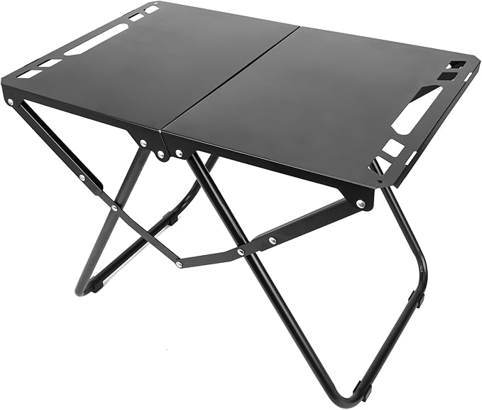 Tactical Camping Table Collapsible Table Lightweight with Carry Bag Durable Carbon Steel Outdoor Picnic Table for Camping Travel expeditions Hiking Picnics BBQs &amp Beach Trips - Black