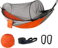 Camping Hammock with Mosquito Net - Double &amp Single Portable Hammocks with 2 Tree Straps Lightweight Hammock Tent for Outdoor Camping Hiking Backpacking Beach &amp Backyard (Orange)
