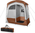 Tangkula Double Room Shower Tent Oversize Space Privacy Tent with Floor Removable Rain Fly Inside Pocket Clothesline Top Hook Portable Outdoor Changing Tent for Dressing Camping Toilet