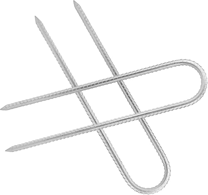20pcs 12 Inch U Rebar Stakes U Shape Ground Anchor Pegs Stakes Trampoline Galvanized Stake for Camping Tent