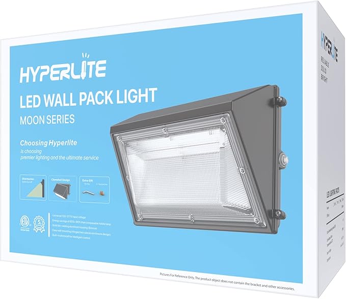 HYPERLITE 120W LED Wall Pack Light with Dusk-to-Dawn Photocell Ideal Outdoor Security Lighting Commercial and Industrial LED Wall Lights for Parking lot Garage Warehouse Factory ETL Listed