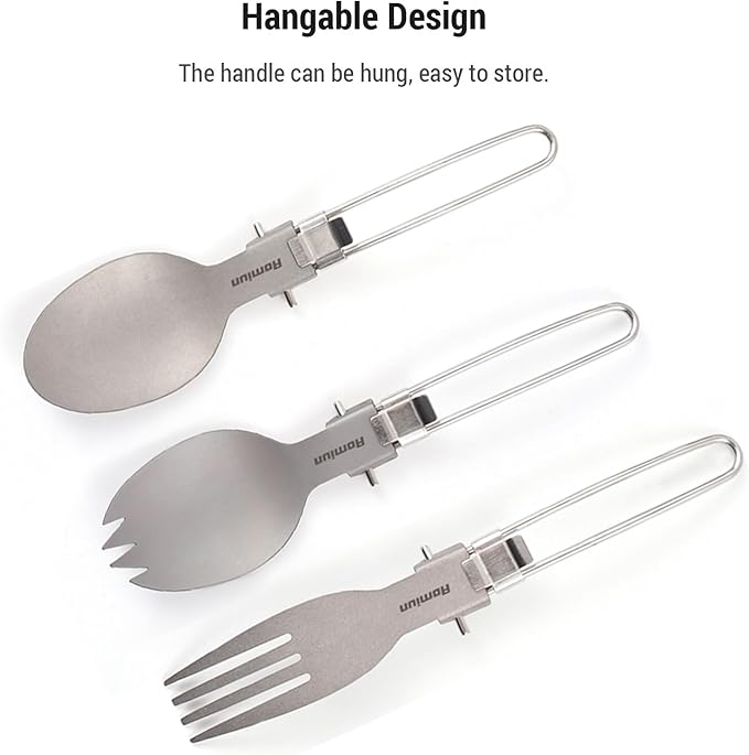 Titanium Camping Bowls and Utensils Set Lightweight Portable Titanium Plates with Folding Handle &amp Forks Spoons Travel Cutlery Dinnerware for Outdoor Camping Backpacking Hiking Picnic