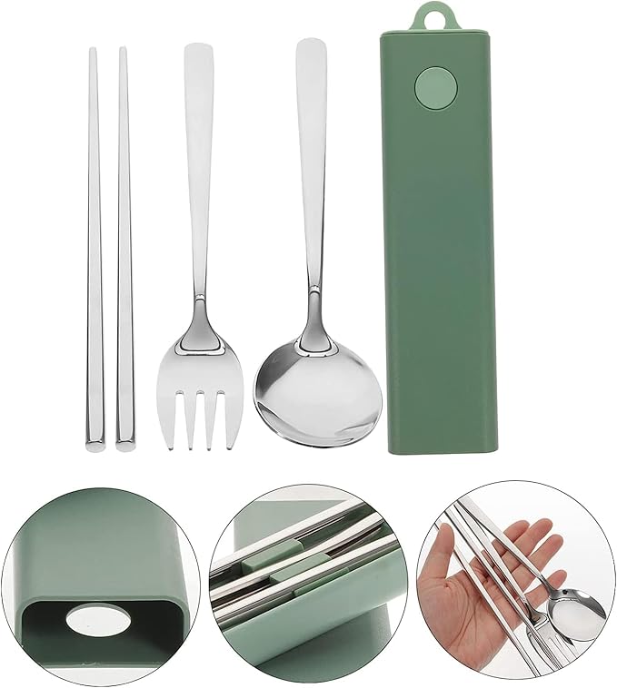 1 Set Set Fork Spoon Chopsticks Stainless Steel Utensils Set Serving Utensils Stainless Steel Travel Cutlery Travel Utensils Spoon and Chopstick Set Chopstick Chopstick Rest
