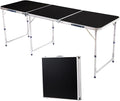 Folding Camping Table6FT Aluminum Folding Picnic Table with 3 Adjustable HeightHeavy Duty 3 Fold Utility TableIndoor Outdoor Portable Lightweight Beach Accessories with Carrying Handle (Black)