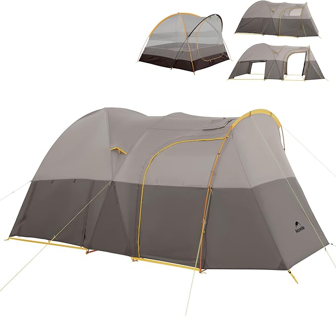 Naturehike KOTA 4/6/8 Person Camping Tent Double Layer Waterproof 4 Person 6 Person 8 Person Tents for Camping Large and Tall Family Tent with Vestibules Porch