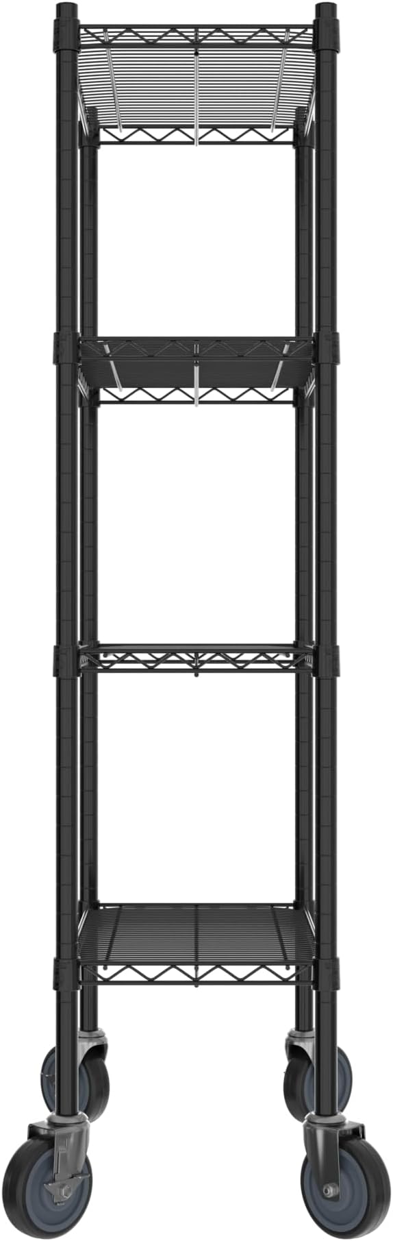 Commercial NSF Listed Black Epoxy Mobile Wire Shelving Kit 14 x 24 x 60 with 4 Shelves Perfect for Warehouse Walk-in Refrigerator Freezer Grocery Store Restaurant Dishroom