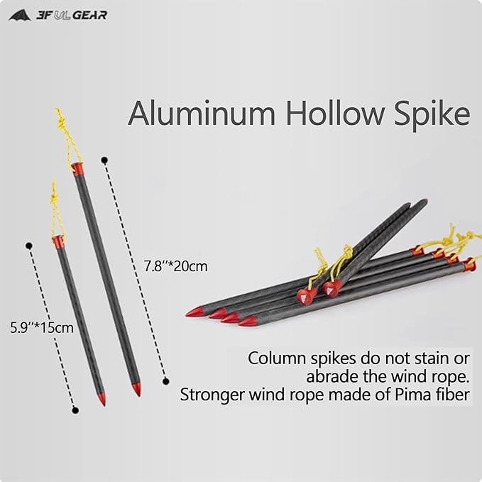 3F UL Gear 6/10PCS Lightweight Camping Tent Stakes 5.9/7.8'' Hollow Aluminum Alloy Tent Pegs Ground Stakes Essential Camping Accessories for Camping Garden Hiking (15cm-10pcs)