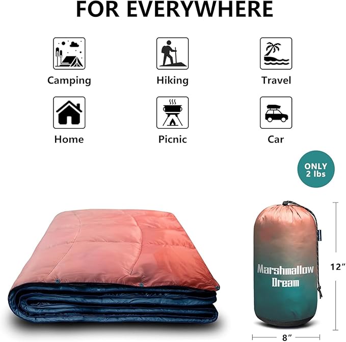 Camping Blanket Puffy Blanket Lightweight Windproof Water Resistant for OutdoorsHiking BackpackingBeachCarPicnicStadium
