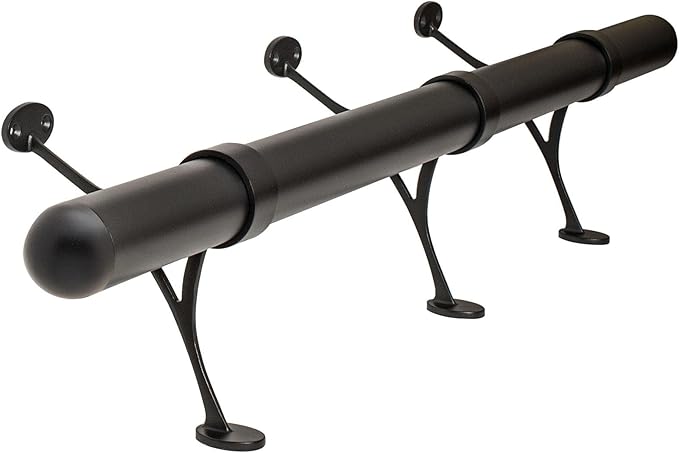 Outwater 8’ Bar Foot Rail Kit – Complete Undercounter Mount Hardware and Tubing Dome End Cap Matte Black Finish