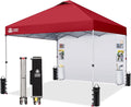 CROWN SHADES Canopy Tent 10x10 Pop Up Canopy Outdoor Shade with Pockets Sidewall Easy Up Sun Shelter with One Person Set Up Center Lock Portable Instant Camping Beach Canopy Tents Red