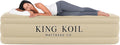 King Koil Luxury Air Mattress 20in Full Size Beige with Built-in Pump for Home Camping &amp Guests-Inflatable Airbed Luxury Double High Adjustable Blow Up Mattress Durable - Portable and Waterproof