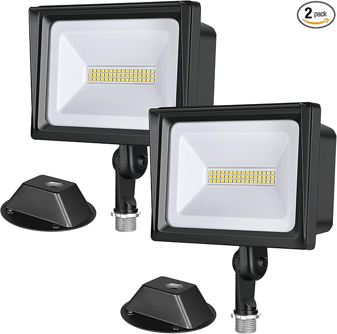 DEWENWILS 2 Pack 34W Flood Lights Outdoor 3200 LM Super Bright(400W Halogen Equivalent) IP65 Waterproof Knuckle Mount LED Flood Light 5000K Led Security Light for Landscape Garden Yard Garage