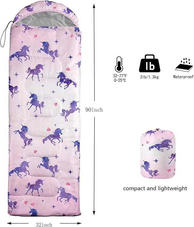 HOSIMA Mermaid Tail Kids Sleeping Bags for Camping Hiking TravelPurple Fish Scale Backpacking Sleeping Bag Sleep Away Camp Stuff for Girls4 Seasons Lightweight Sleeping Bags for Adults.