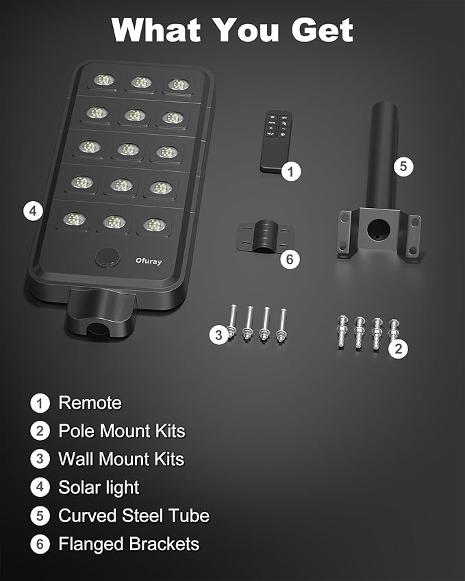 Ofuray Of-15000W Solar Street Lights OutdoorCommercial Dusk to Dawn Flood Light with Motion Sensor IP67 Waterproof 150LED High Power Security Lighting for Parking Lot Yard(Tri-Color)