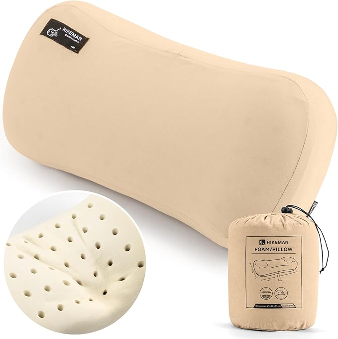 HIKEMAN Camping Memory Foam Pillow - Ultralight Washable Camping Essentials Backpacking Travel Pillow for Outdoor Camp Sport Airplanes Hiking(Skin)