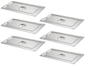 CURTA 6-Pack Full Size Slotted Steam Table Pan Covers with Handle NSF Certified 18/8 Stainless Steel Hotel Pan Lids for Catering Buffet Restaurant Commercial Kitchen Dishwasher Safe