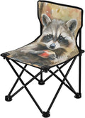 Cute Raccoon and Fruit Portable Camping Chairs Folding Chair - Durable Oxford Fabric Lightweight Iron Frame Easy Fold Design - Ideal for Outdoor Activities Camping Fishing and Travel