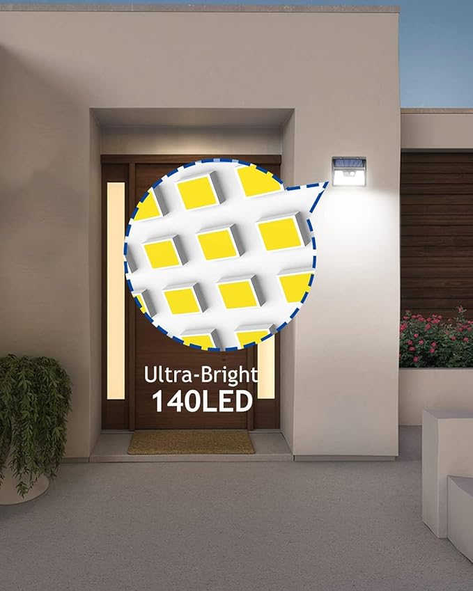 Peasur Solar Outdoor Lights [5 Pack/140LED] Motion Sensor Outdoor Light Ultra-Bright Solar Powered Security Lights 3 Working Modes Solar Lights Outdoor Waterproof for Outside Garden Yard (500LM)