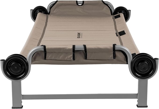 Disc-O-Bed Youth Single Camping Cot Kid-O-Bed Portable Sleeping Cot for Kids with Included Carry Bag Indoor and Outdoor Use Tan