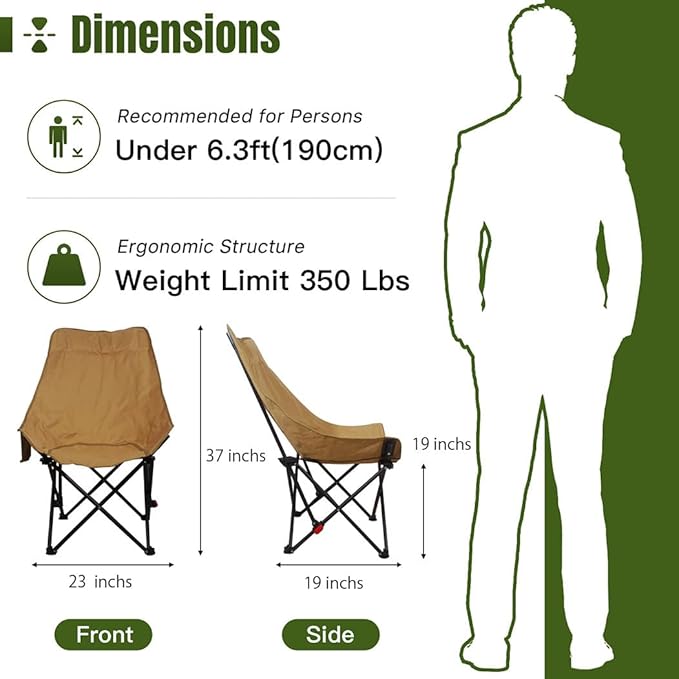 2 Pack Camping Beach Chairs Adjustable Backrest Sand Chair with Carrying Bag for OutdoorsCampingHikingBeachPicnic