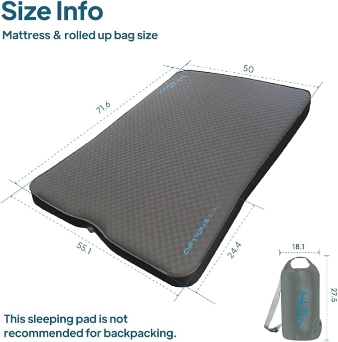 LOSTHORIZON Air&amp Foam Camping Mattress for CyberTruck Self Inflating Sleeping Pad with Air Pump R-Value 13 4 Seasons Use