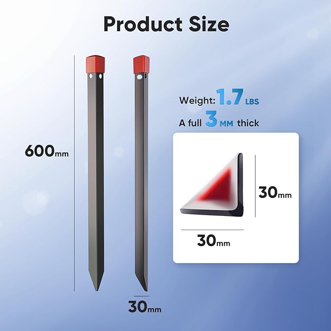 Quictent Heavy Duty Steel Tent Stakes 24-inch Black Durable Ground Pegs for Commercial &amp Long Time Outdoor Use(Black 4-Pack 24)