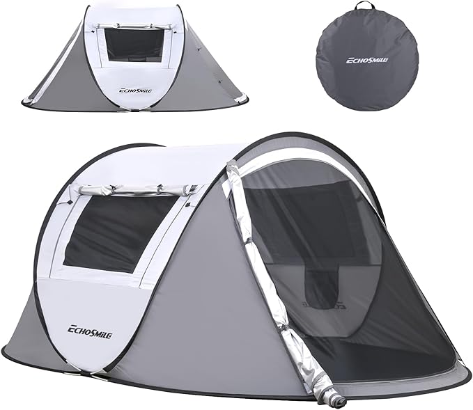 EchoSmile Instant Pop Up Camping Tent 2/4/6 Person Easy Setup Tent Water Resistant Dome Portable with Carry Bag