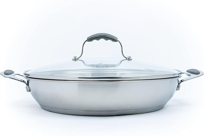 David Burke Stature 9.5 Fry Pan – Thick Solid Steel Side Handles - Brushed Gray