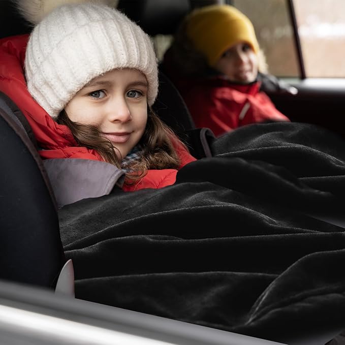 ZONETECH Heating 12V Polar Fleece Material Blanket 2- Pack - Ideal for Summer Camping Road Trips Picnics or Relaxing in The Convenience of Your Vehicle or Home