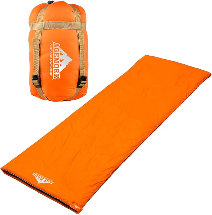 AGEMORE Ultralight Warm Weather Sleeping Bag Portable Lightweight Waterproof Compact Sleeping Bag with Compression Sack Fit for Kids Teens or Adults Outdoor Camping Backpacking &amp Hiking