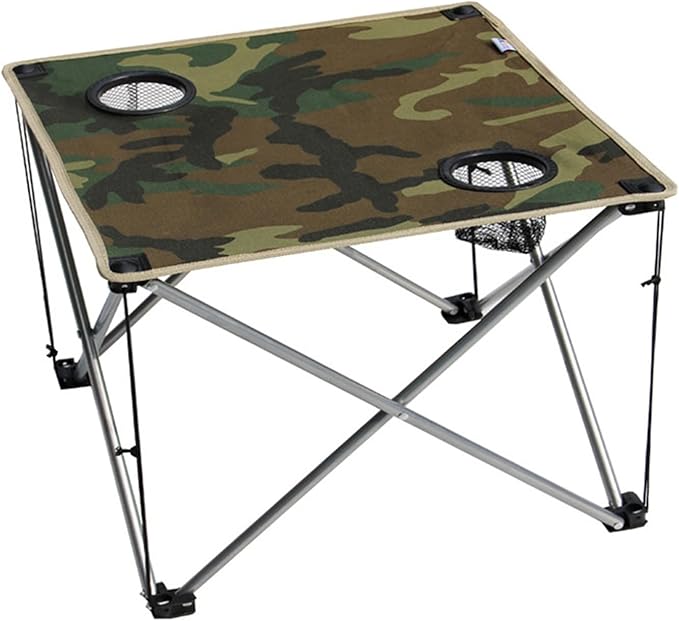 Folding Table Camping Table Portable with Cup Holder Folding Picnic Table Lightweight Camouflage with Bag for Outdoor Fishing Bench Hiking Garden Cooking Portable Folding Camping Table