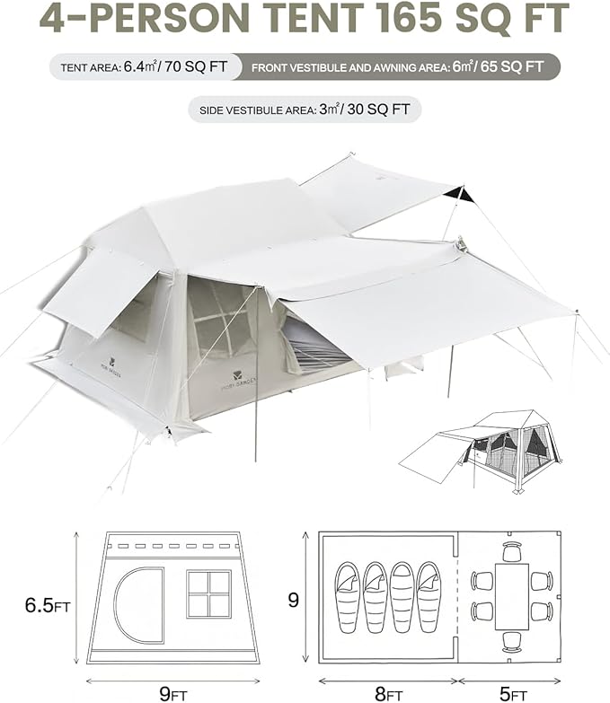 Mobi Garden Skyloft 4/8 Person Instant Tent Large Aluminum Alloy Cabin Tent Double Layer Full Rainfly Waterproof 4 Season Shelter Huge Interior with Pre-Attached Poles Air Vent &amp Carry Bag