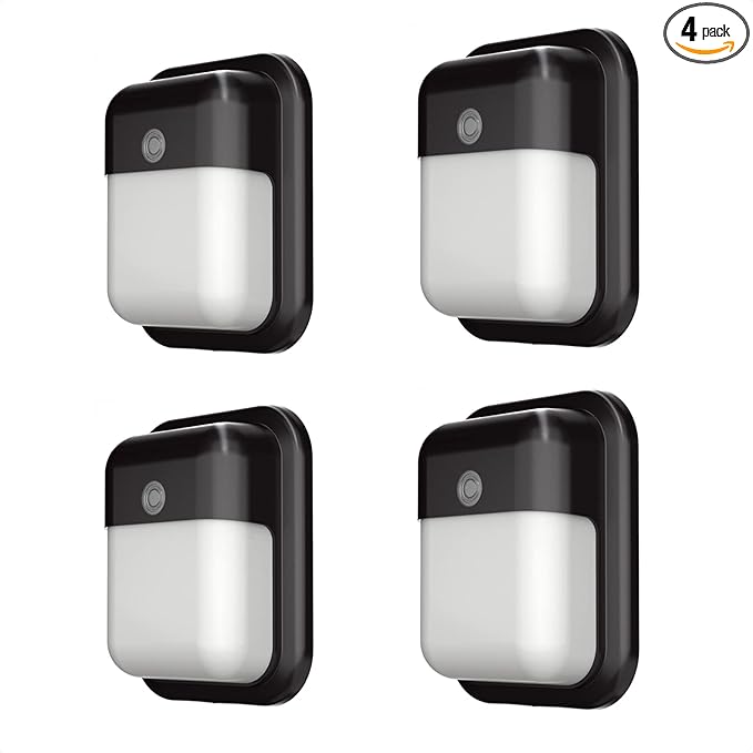 TIERONE Modern LED Wall Pack Light Security Light with Dusk to Dawn Photocell Outdoor Wall Lantern for Patio Porch Hallway 12W 1000LM 3000K Daylight Waterproof UL Listed 4 Pack