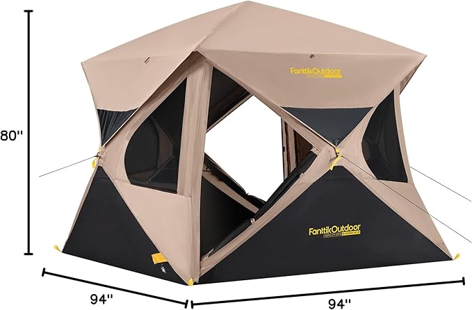 FanttikOutdoor Alpha C4 Ultra Camping Tent 4 Person Pop Up Instant Cabin Setup in 60 Seconds Portable Hub Tent with Rainfly &amp Windproof for Outdoor Camping &amp Overlanding