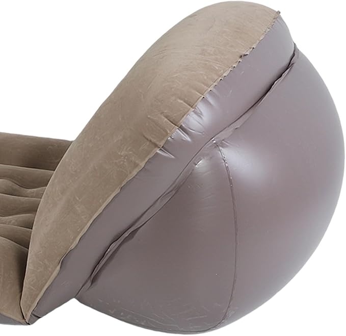 Inflatable Mattress with Adjustable Backrest Brown Portable Foldable Flocked Air Mattress for Outdoor Beach Travel