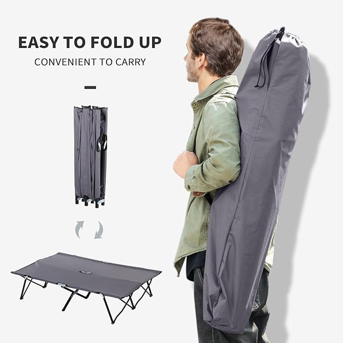 Elevated Camping Cot 2-Person Portable Sleeping Cot with Carry Bag