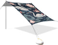 Japanese Swans Beach Tent Sun Shelter 9.2' x 10.5' Beach Canopy with 4 Sandbags 4 Stability Poles Sand Shovels - Tent Canopy for Beach Camping Fishing Picnics
