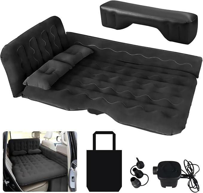 SUV Inflatable Bed Car Inflatable Mattress Portable Camping Mattress Double Inflatable Bed with Air Pump Flocked PVC Lathe