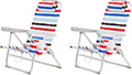 SUNNYFEEL Portable Beach Chair Folding Low Back Beach Chair Lightweight Camp Chair with Reclining Position Backpack Lounger for Beach Camping Lawn Outdoor Red Blue White Striped 2 Pack