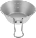 VICASKY Portable Titanium Camp Bowl with Folding Handle Lightweight Outdoor Salad and Fruit Dish Bowl for Hiking Backpacking Travel and Picnic Use