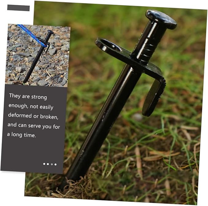 BESTonZON 6Pcs Heavy Duty Metal Tent Stakes Outdoor Ground Spikes for Camping Canopy and Awnings Durable Lightweight Easy to Drive and Remove for Support