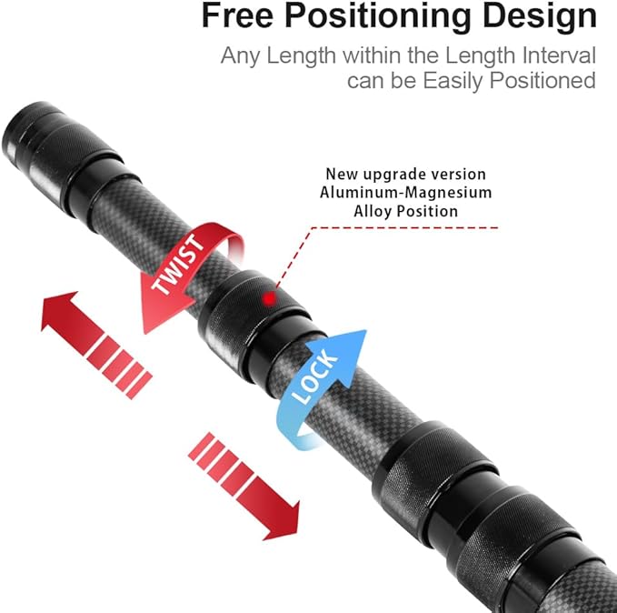 Telescopic Tarp Poles Canopy Adjustable Carbon Fiber Poles Set of 2 Portable &amp Lightweight Tent Tarps for Awning Camping Hiking 94.5