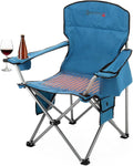 ARROWHEAD OUTDOOR Portable Heated Folding Camping Chair w/ 6-Can Cooler 3 Heat Settings Cup &amp Wine Glass Holder Heavy-Duty Carrying Bag Padded Armrests Battery NOT Included Supports up to 33