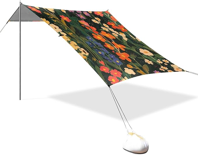 Beach Tent Sun Shelter Vintage Floral Vines Lightweight &amp Easy Setup Beach Shade Canopy for Camping Fishing