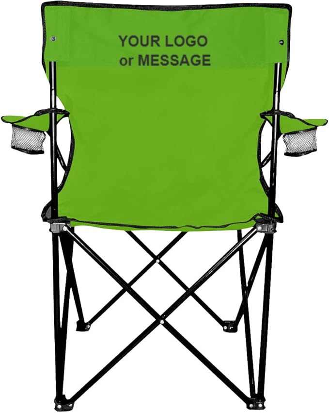 6-Qty Folding Chairs with Imprinted Logo or Message On Back - Custom Gift for Sports Picnics &amp Tailgating