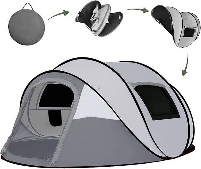 Instant Pop Up Camping Tent 4-6 Person TentsAutomatic Set Up Tent in 3 SecondsWaterproof Sunshade Family TentPortable Lightweight Dome Tent for Outdoor CampingHikingTravel &amp Beach