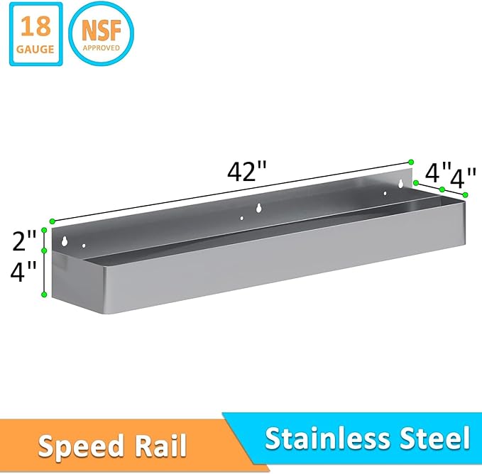42 Single Abreast Bottle Rack for Bars Restaurants &amp Food Trucks | High-Capacity Underbar Organizer - Speed Rails Made up of Stainless Steel (42” Abreast Speed Rail)