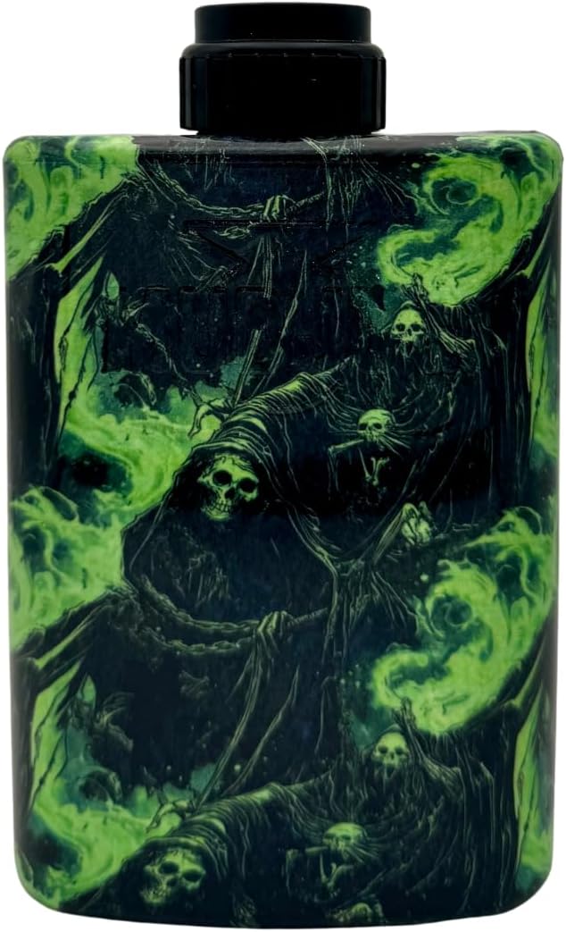 Mudjug Soul Flame Shroud Stealth Travel Spittoon - Portable Spit Jug with Green Reaper Design Spill-Resistant Deep Funnel Fits in Pocket Durable and Leak-Proof for On-the-Go Use