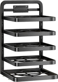 5 Tier Kitchen Counter Storage Shelf Detachable Height Adjustable Kitchen Organizer Space Saving Countertop Rack for Prepared Food Hotpot Dishes Sturdy Carbon Steel Shelf with E